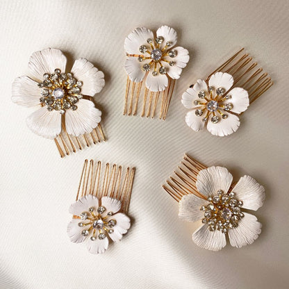 【ヘッドパーツ】Flower Hair Comb 5点セット 【結婚式　ヘアアクセサリー】