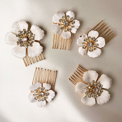 【ヘッドパーツ】Flower Hair Comb 5点セット 【結婚式 ヘアアクセサリー】