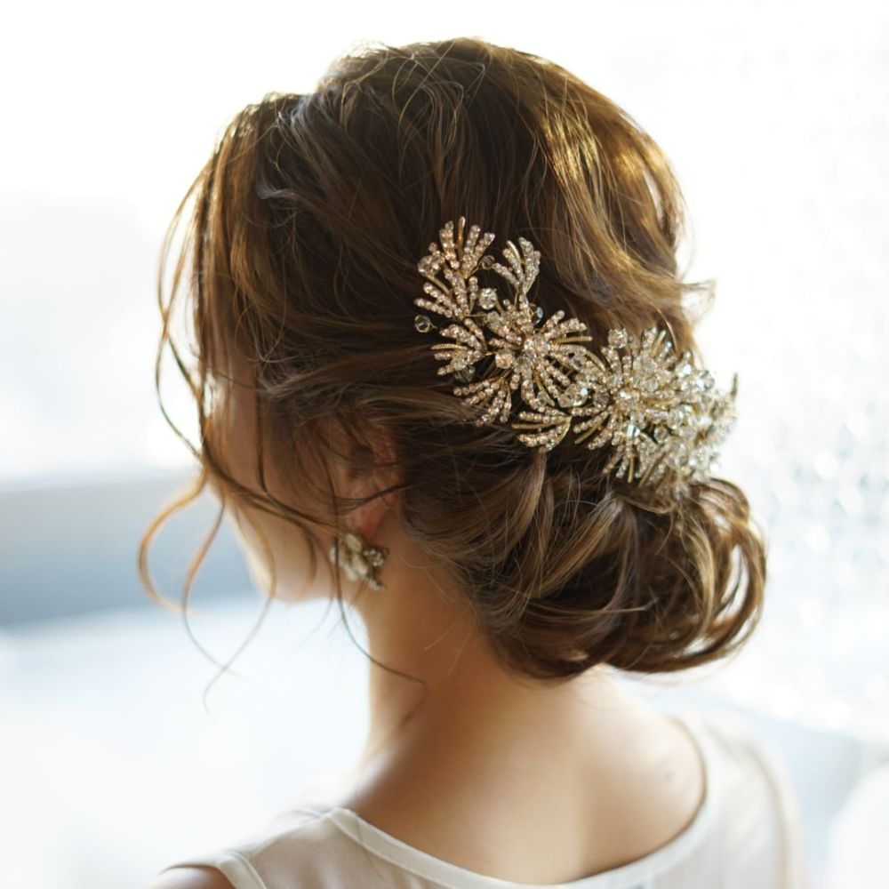 【ヘッドドレス】Like a Dream Gold Headdress 【結婚式 ヘアアクセサリー】