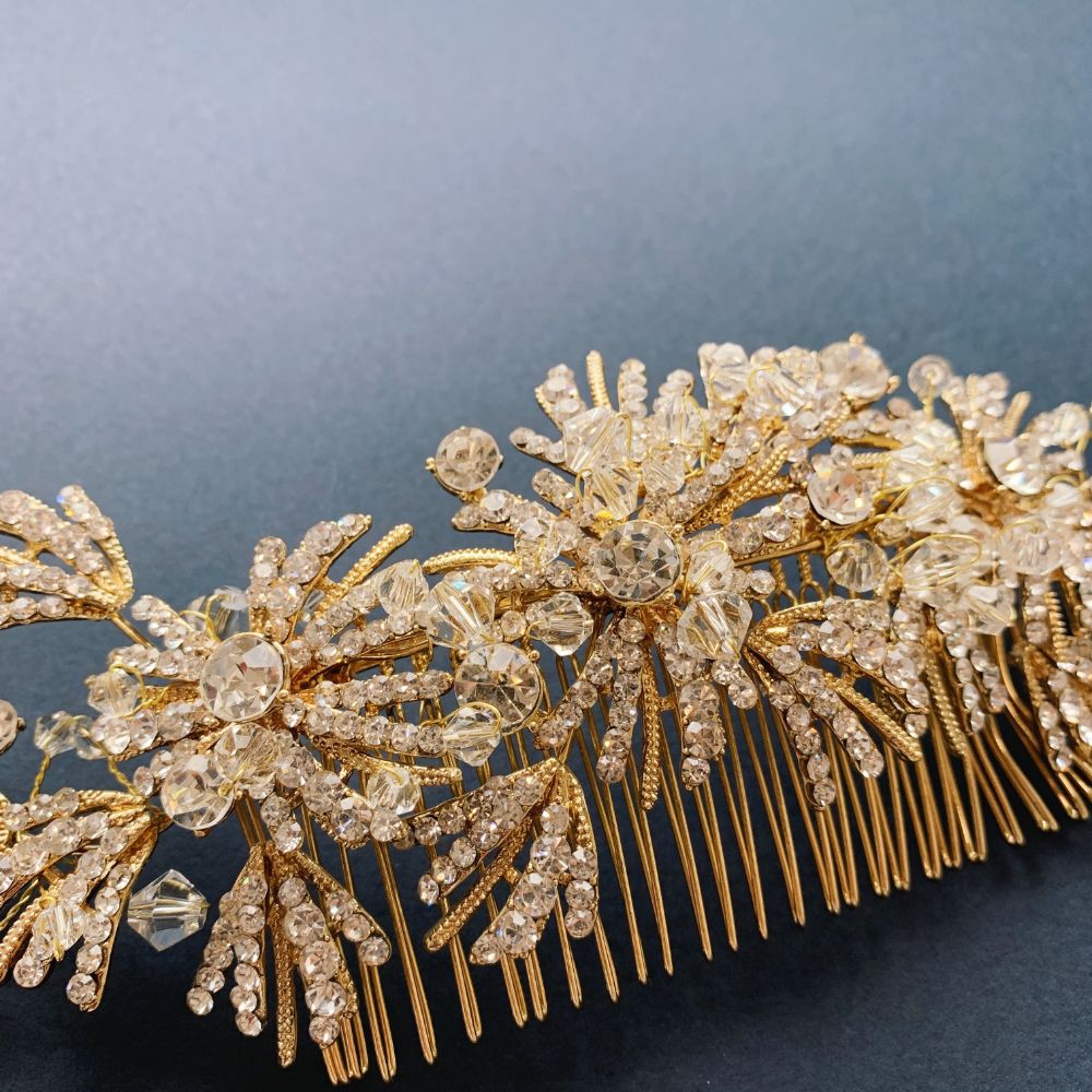 【ヘッドドレス】Like a Dream Gold Headdress 【結婚式　ヘアアクセサリー】