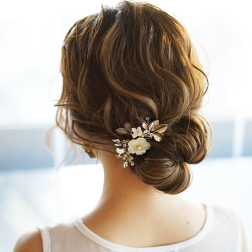 【ヘッドパーツ】シェルフラワー ゴールドヘッドパーツ 【結婚式　ヘアアクセサリー】