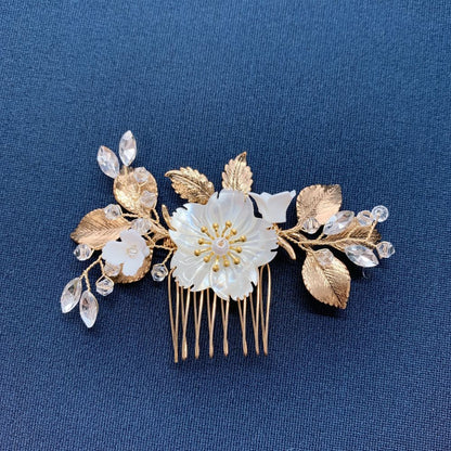 【ヘッドパーツ】シェルフラワー ゴールドヘッドパーツ 【結婚式 ヘアアクセサリー】