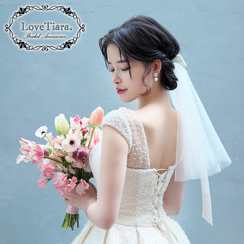 チュールリボンヘッドドレス【フェアリー】 【結婚式　ヘアアクセサリー】