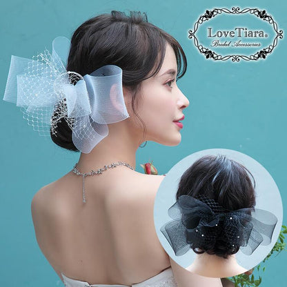 ホースヘアヘッドドレス【ジョリー】(ブラック)【花嫁 ヘアアクセ】（H-166bk）
