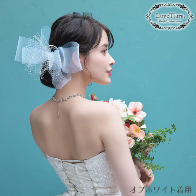 ホースヘアヘッドドレス【ジョリー】(ブラック)【花嫁 ヘアアクセ】（H-166bk）