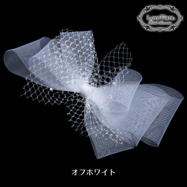 ホースヘアヘッドドレス【ジョリー】(ブラック)【花嫁 ヘアアクセ】（H-166bk）