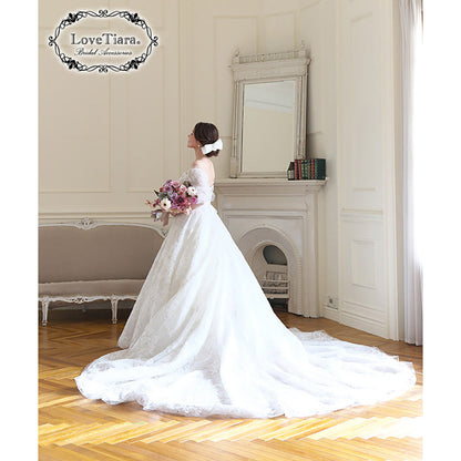 リボンヘッドドレス【ローズ】【結婚式 ヘアアクセサリー】（H-177）