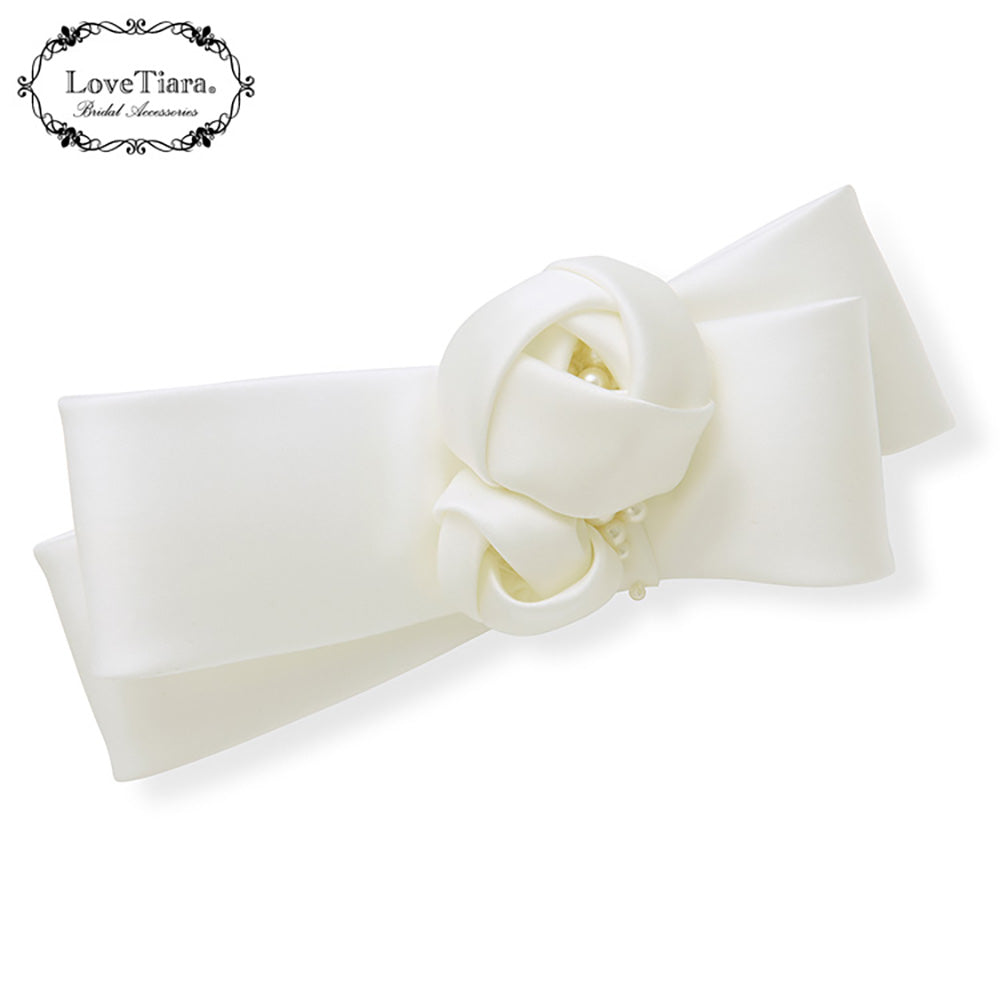 リボンヘッドドレス【ローズ】【結婚式 ヘアアクセサリー】（H-177）