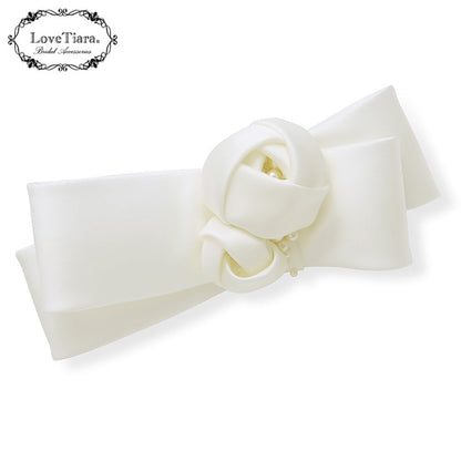 リボンヘッドドレス【ローズ】【結婚式 ヘアアクセサリー】（H-177）