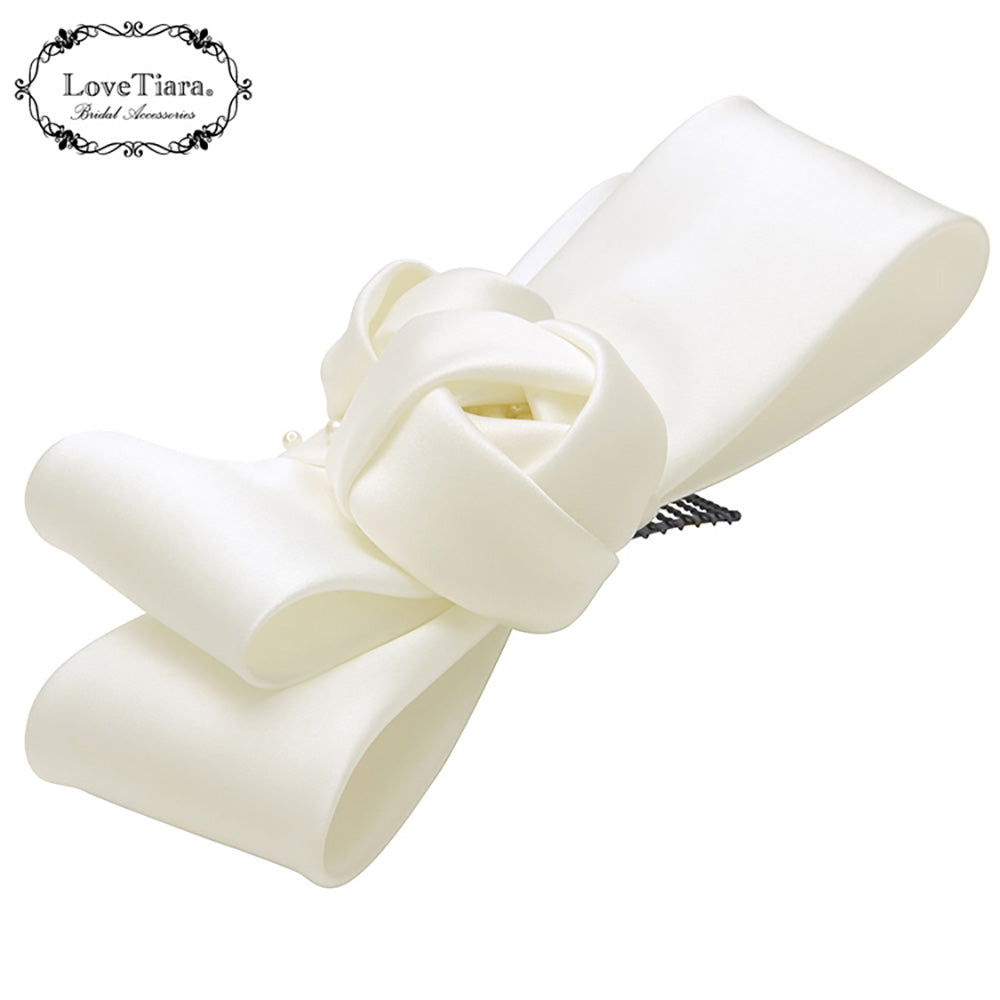 リボンヘッドドレス【ローズ】【結婚式 ヘアアクセサリー】（H-177）