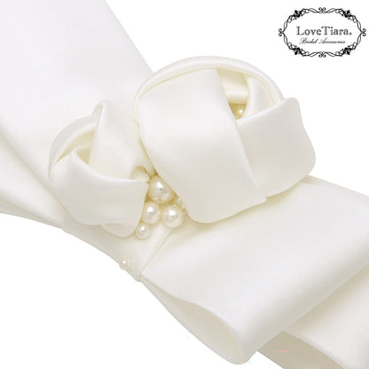 リボンヘッドドレス【ローズ】【結婚式 ヘアアクセサリー】（H-177）