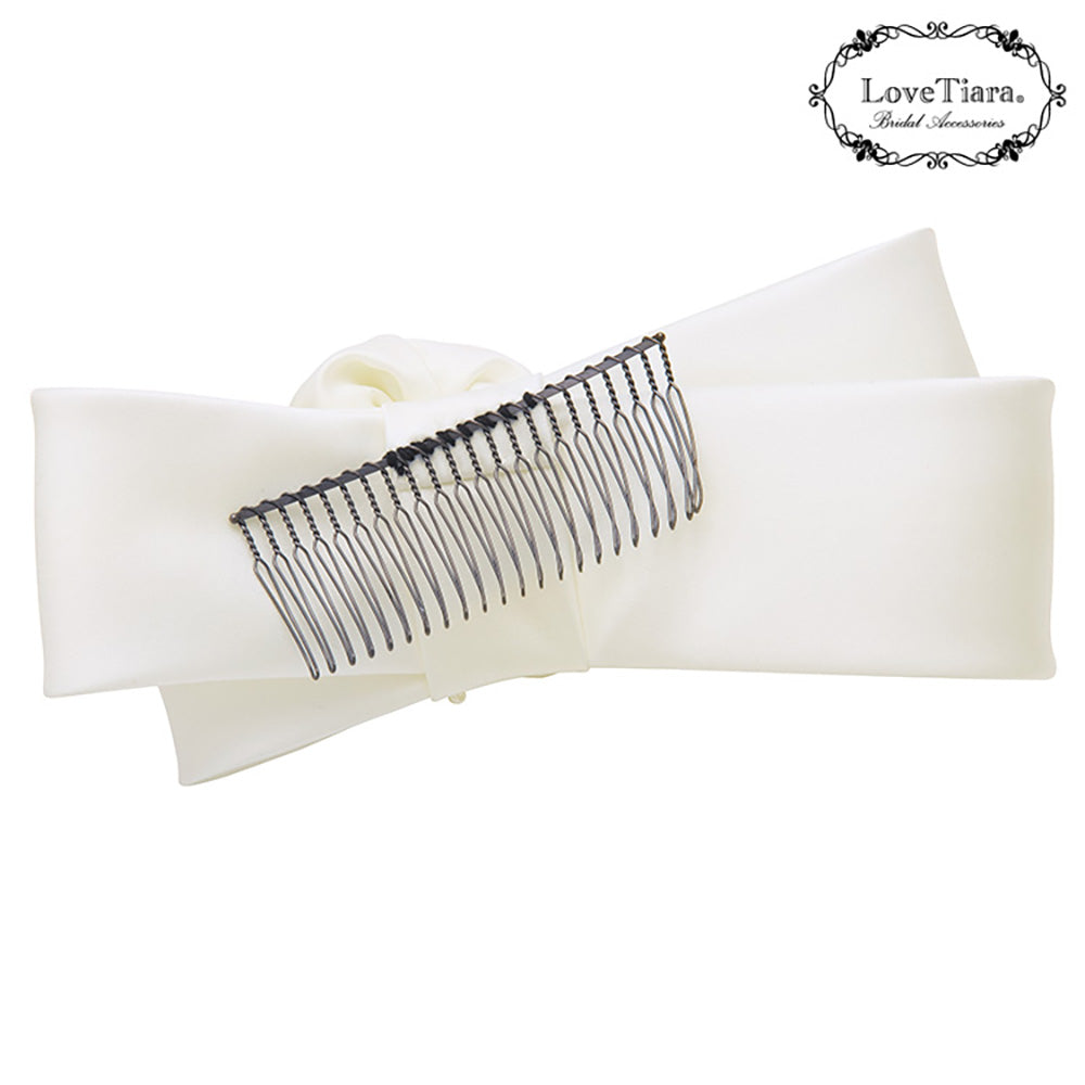 リボンヘッドドレス【ローズ】【結婚式 ヘアアクセサリー】（H-177）