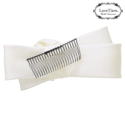 リボンヘッドドレス【ローズ】【結婚式 ヘアアクセサリー】（H-177）