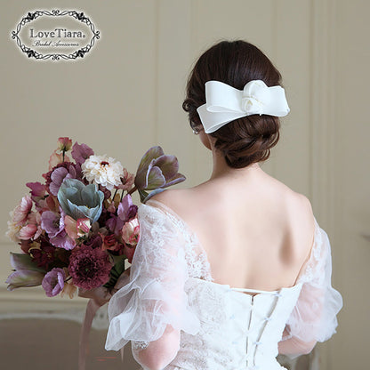 リボンヘッドドレス【ローズ】【結婚式 ヘアアクセサリー】（H-177）