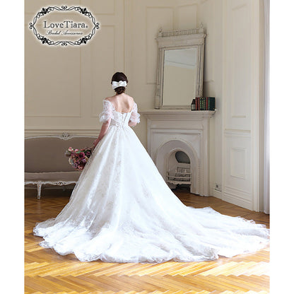 リボンヘッドドレス【ローズ】【結婚式 ヘアアクセサリー】（H-177）