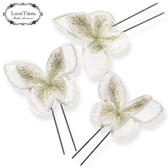 ヘアピン【バタフライ】【花嫁 ヘアアクセ】（H-178）