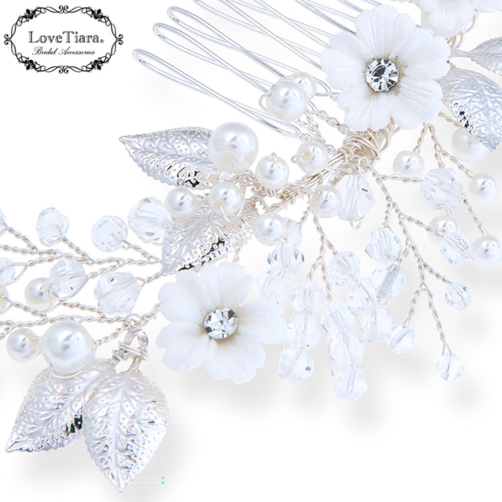 ヘッドドレス【ホワイトフラワー】【結婚式 ヘアアクセサリー】（H-179）