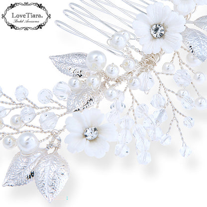 ヘッドドレス【ホワイトフラワー】【結婚式 ヘアアクセサリー】（H-179）