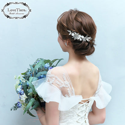 ヘッドドレス【ホワイトフラワー】【結婚式 ヘアアクセサリー】（H-179）