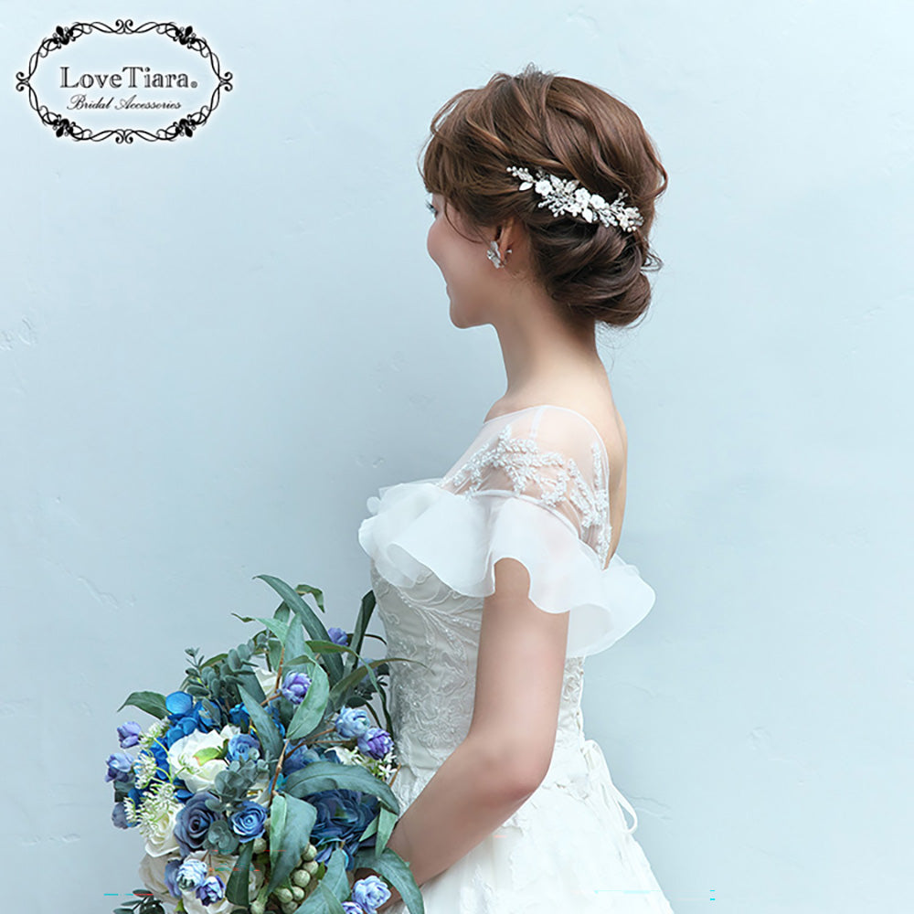 ヘッドドレス【ホワイトフラワー】【結婚式 ヘアアクセサリー】（H-179）