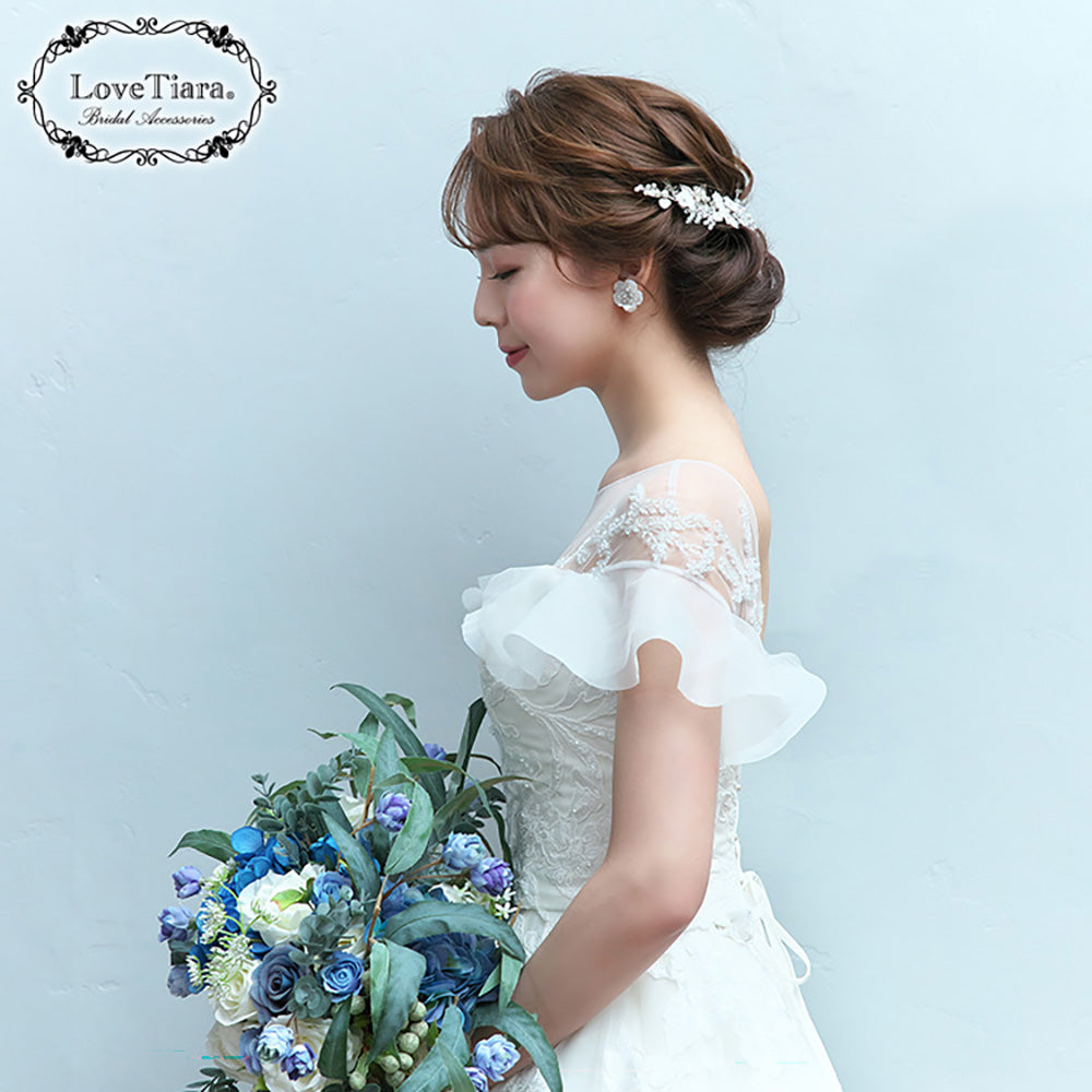 ヘッドドレス【ホワイトフラワー】【結婚式 ヘアアクセサリー】（H-179）