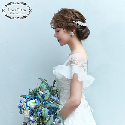 ヘッドドレス【ホワイトフラワー】【結婚式 ヘアアクセサリー】（H-179）