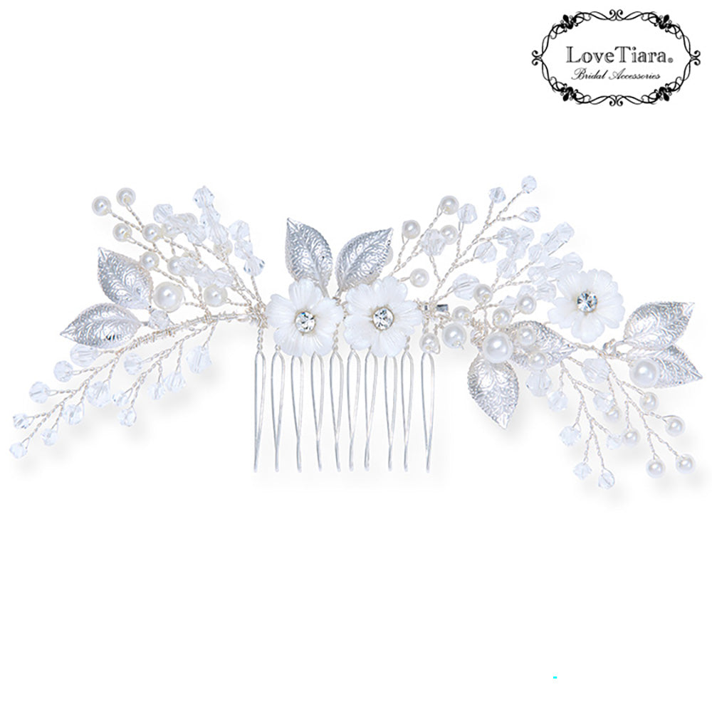 ヘッドドレス【ホワイトフラワー】【結婚式 ヘアアクセサリー】（H-179）