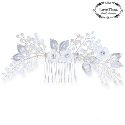 ヘッドドレス【ホワイトフラワー】【結婚式 ヘアアクセサリー】（H-179）