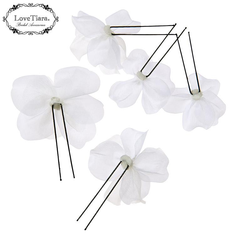 オーガンジーフラワーヘアピン5本セット（H-182）