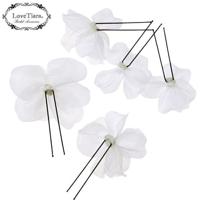 オーガンジーフラワーヘアピン5本セット（H-182）