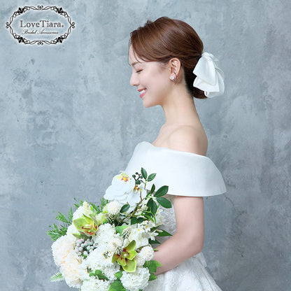 リボンヘッドドレス【ブリスリボン】【結婚式 ヘアアクセサリー】（H-183）