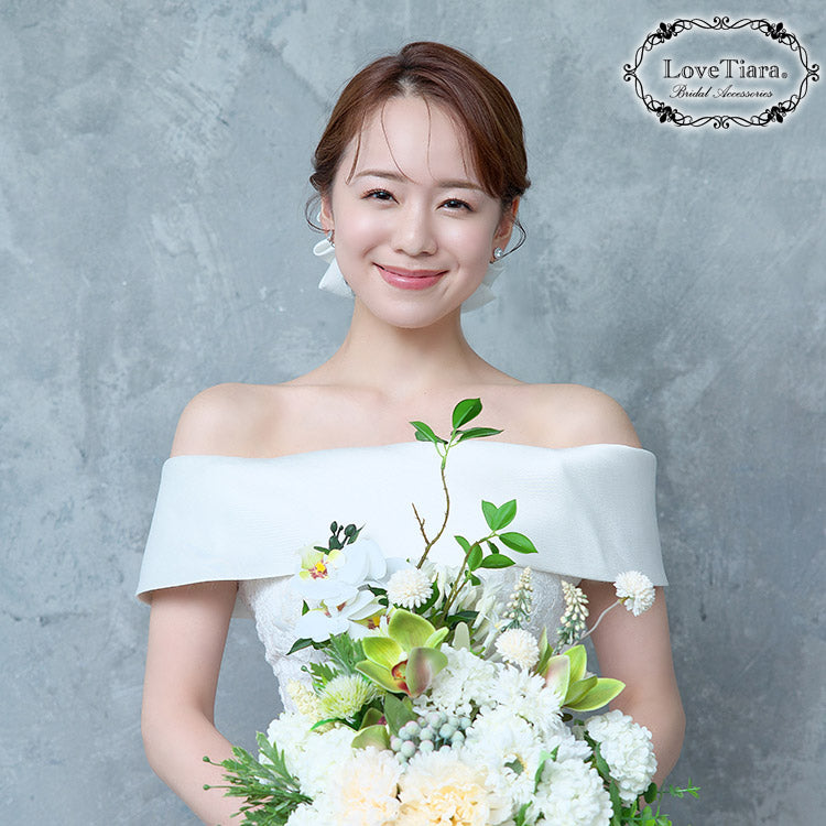リボンヘッドドレス【ブリスリボン】【結婚式 ヘアアクセサリー】（H-183）