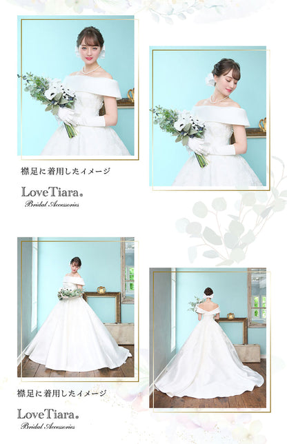 リボンボンネ【なでしこ】オフホワイト 【結婚式 ヘアアクセサリー】（H-46o）