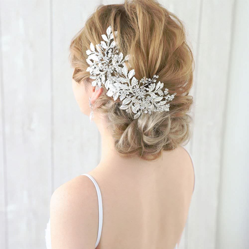 【ヘッドドレス】小枝とプラチナリーフのヘッドドレス/ブライダルアクセサリー 【結婚式 ヘアアクセサリー】