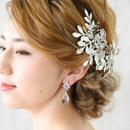 【ヘッドドレス】小枝とプラチナリーフのヘッドドレス/ブライダルアクセサリー 【結婚式 ヘアアクセサリー】