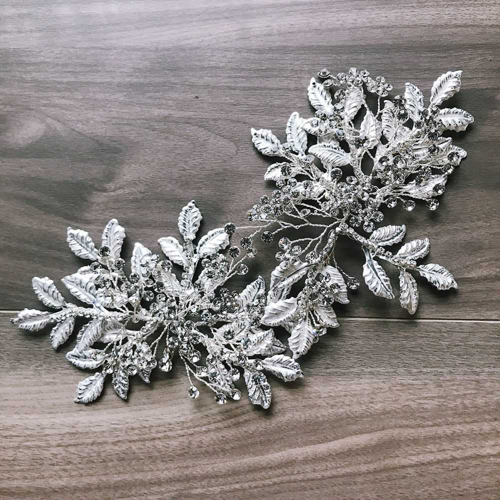 【ヘッドドレス】小枝とプラチナリーフのヘッドドレス/ブライダルアクセサリー 【結婚式 ヘアアクセサリー】