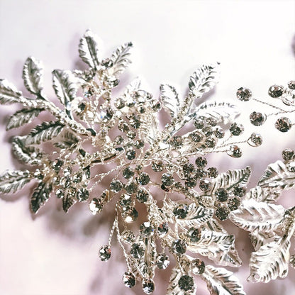 【ヘッドドレス】小枝とプラチナリーフのヘッドドレス/ブライダルアクセサリー 【結婚式 ヘアアクセサリー】