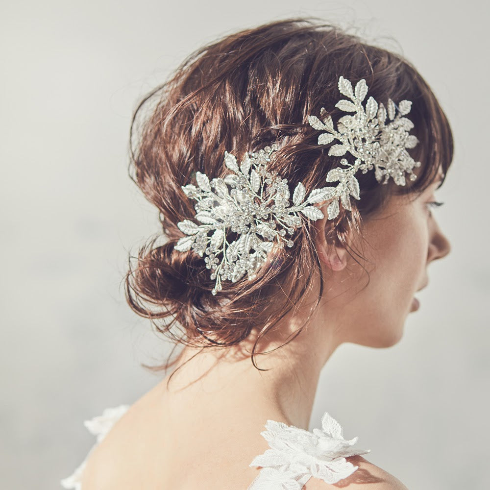 【ヘッドドレス】小枝とプラチナリーフのヘッドドレス/ブライダルアクセサリー 【結婚式 ヘアアクセサリー】