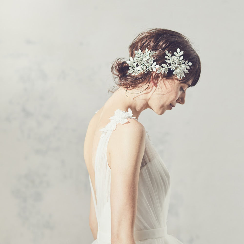 【ヘッドドレス】小枝とプラチナリーフのヘッドドレス/ブライダルアクセサリー 【結婚式 ヘアアクセサリー】