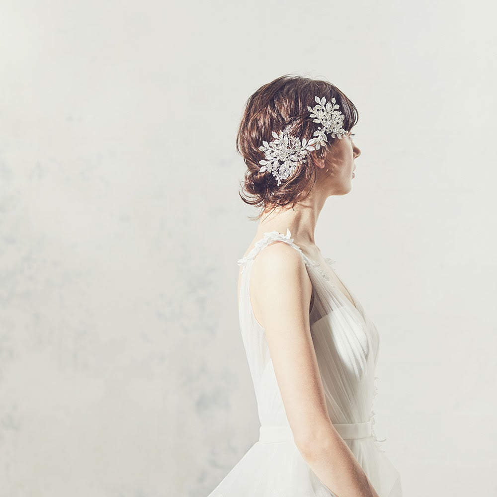 【ヘッドドレス】小枝とプラチナリーフのヘッドドレス/ブライダルアクセサリー 【結婚式 ヘアアクセサリー】