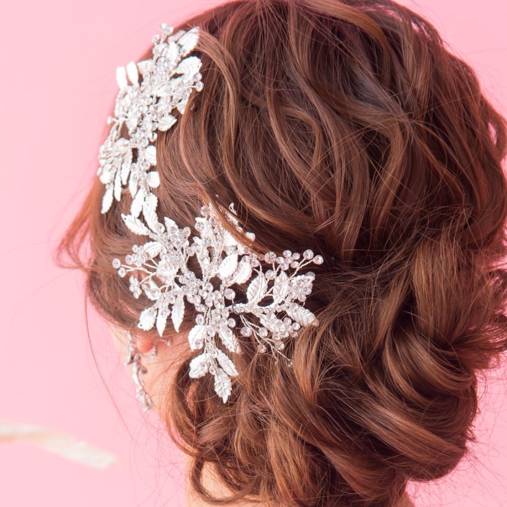 【ヘッドドレス】小枝とプラチナリーフのヘッドドレス/ブライダルアクセサリー 【結婚式 ヘアアクセサリー】