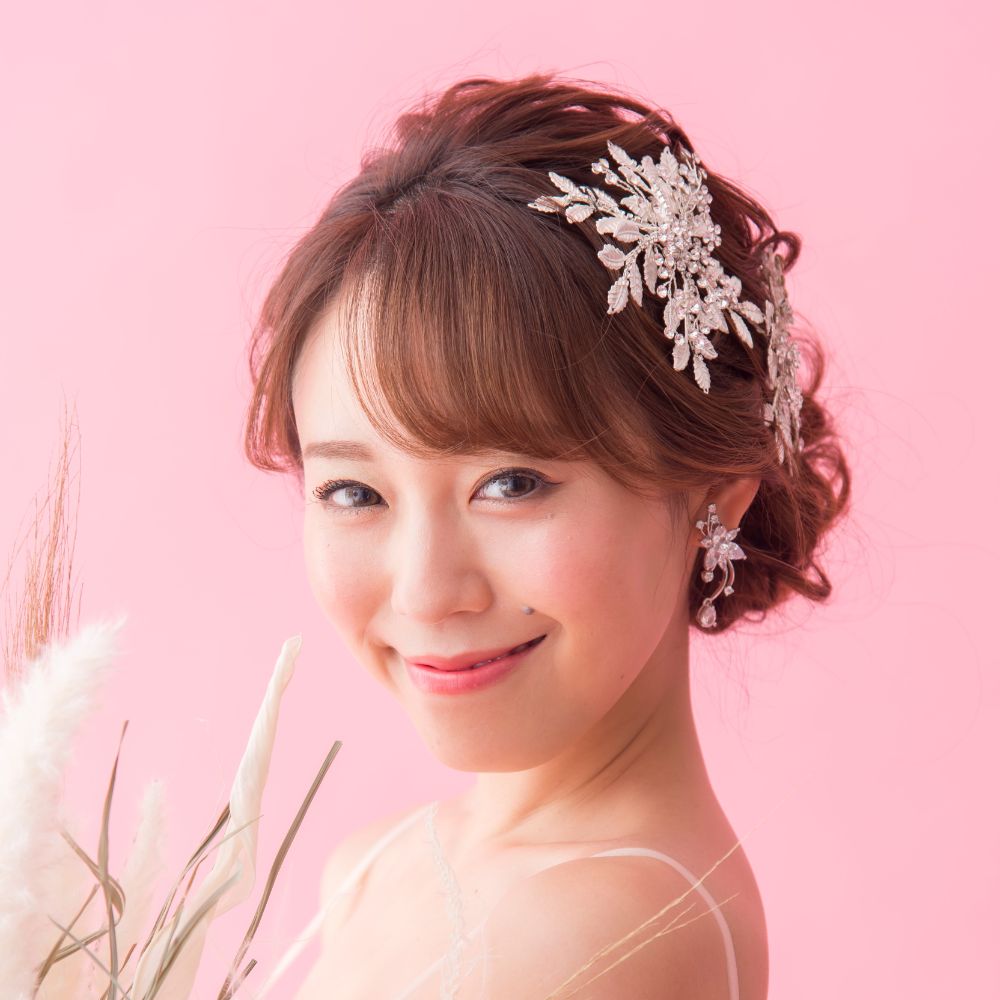 【ヘッドドレス】小枝とプラチナリーフのヘッドドレス/ブライダルアクセサリー 【結婚式 ヘアアクセサリー】