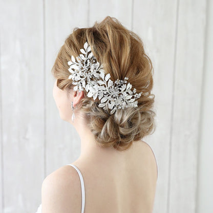 【ヘッドドレス】小枝とプラチナリーフのヘッドドレス/ブライダルアクセサリー 【結婚式 ヘアアクセサリー】