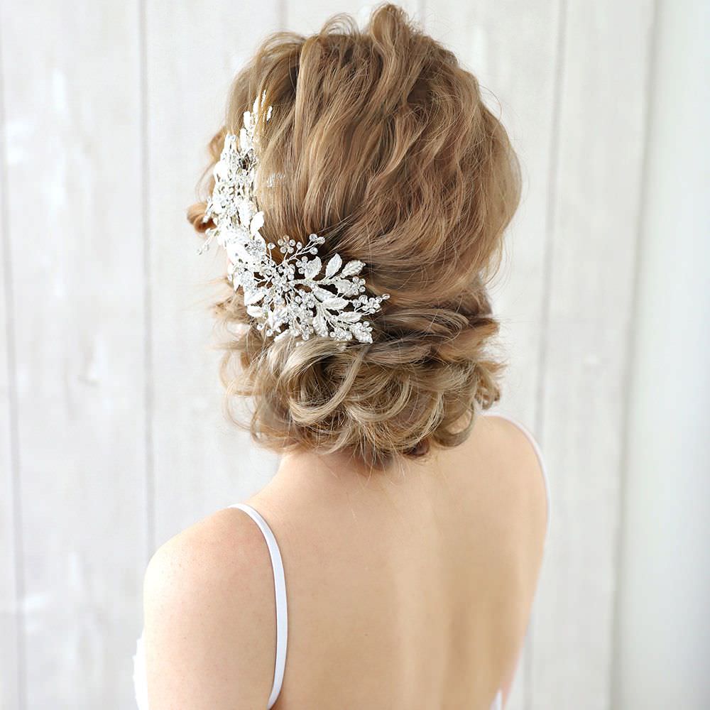 【ヘッドドレス】小枝とプラチナリーフのヘッドドレス/ブライダルアクセサリー 【結婚式 ヘアアクセサリー】