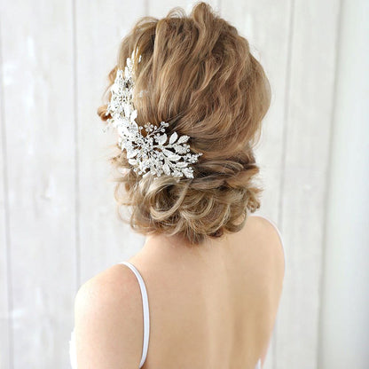 【ヘッドドレス】小枝とプラチナリーフのヘッドドレス/ブライダルアクセサリー 【結婚式 ヘアアクセサリー】