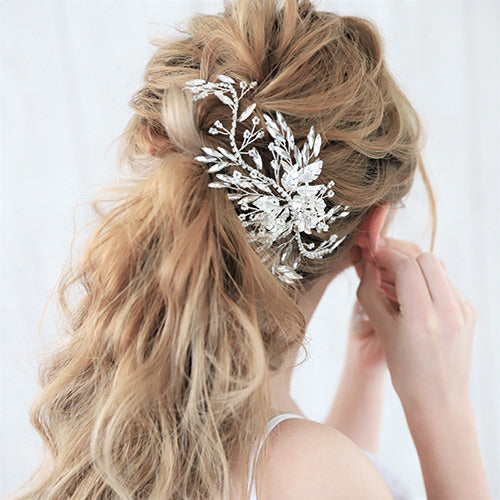 【ヘッドドレス】パールとクリスタルの小枝ヘッドドレス/ブライダルアクセサリー 【結婚式　ヘアアクセサリー】