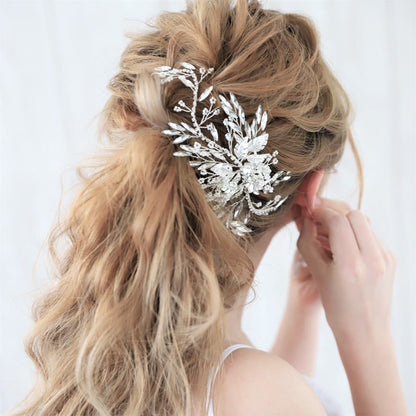 【ヘッドドレス】パールとクリスタルの小枝ヘッドドレス/ブライダルアクセサリー 【結婚式 ヘアアクセサリー】