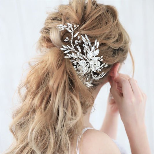 【ヘッドドレス】パールとクリスタルの小枝ヘッドドレス/ブライダルアクセサリー 【結婚式 ヘアアクセサリー】