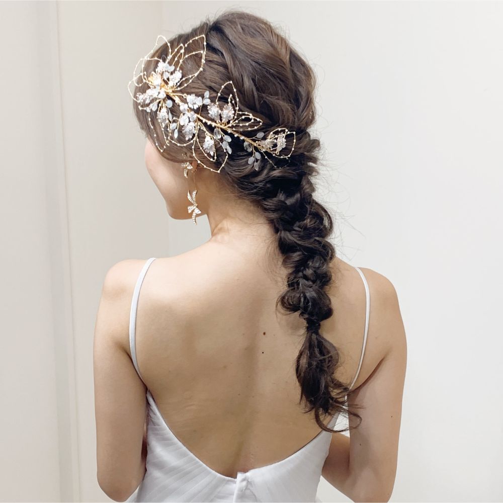 【ヘッドドレス】gold_flowerヘッドドレス 【結婚式 ヘアアクセサリー】