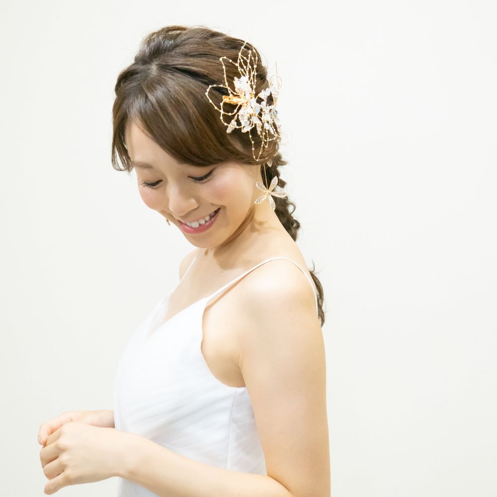 【ヘッドドレス】gold_flowerヘッドドレス 【結婚式 ヘアアクセサリー】